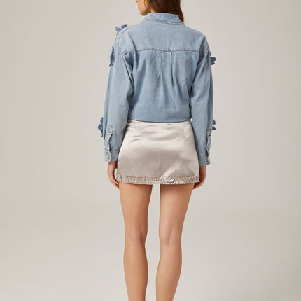Sloan Blue Floral Applique Denim Shirt