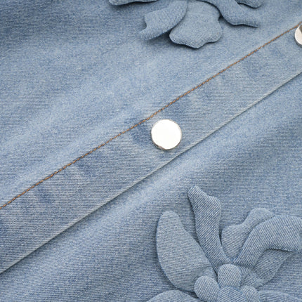Sloan Blue Floral Applique Denim Shirt