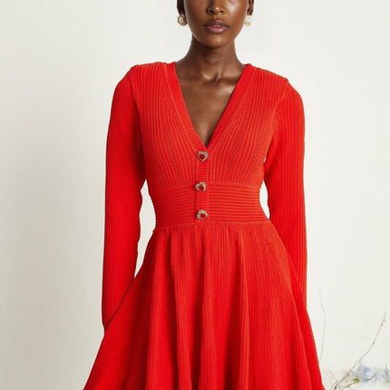 Sloan Red Crystal Embellished Flared Mini Dress