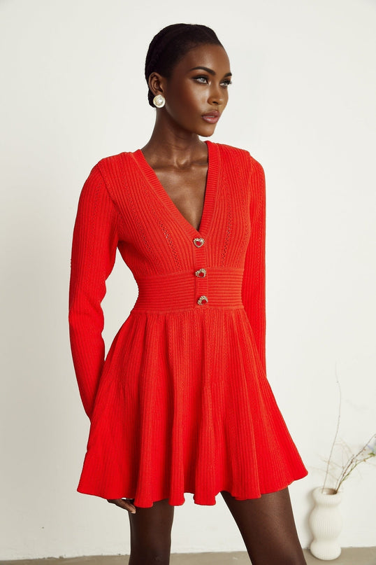 Sloan Red Crystal Embellished Mini Dress