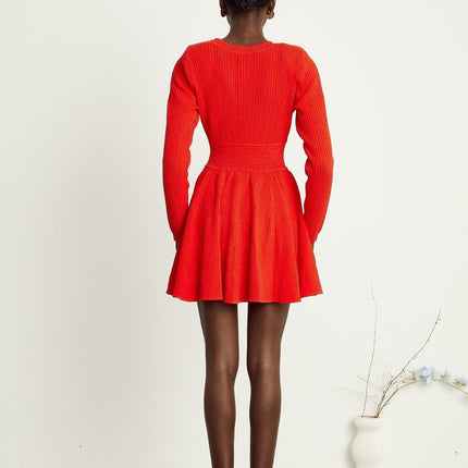 Sloan Red Mini Dress with Crystal Embellishment and Heart-Shaped Buttons