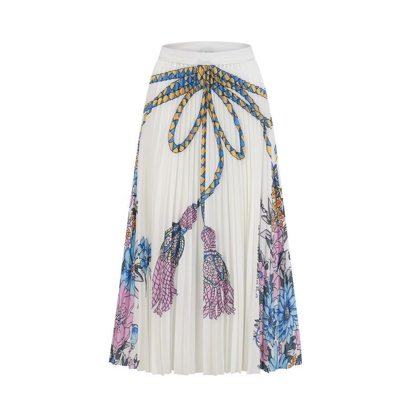 Sloan White & Multicolor Pattern Print Knit Skirt & Top Set