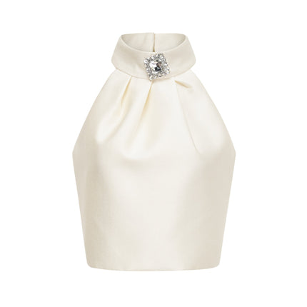 Sofia Crystal-embellished White Top and Skirt Set