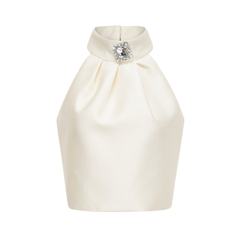 Sofia Crystal-embellished White Top and Skirt Set