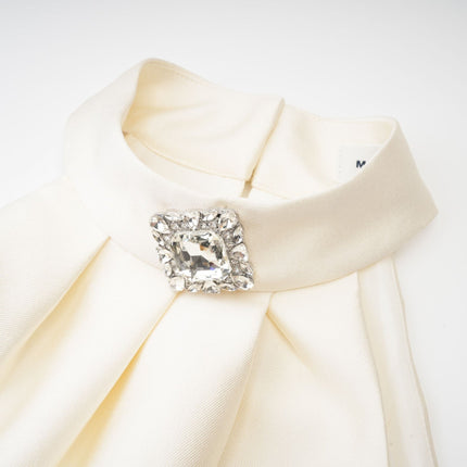 Sofia Crystal-embellished White Top and Slit Skirt Set