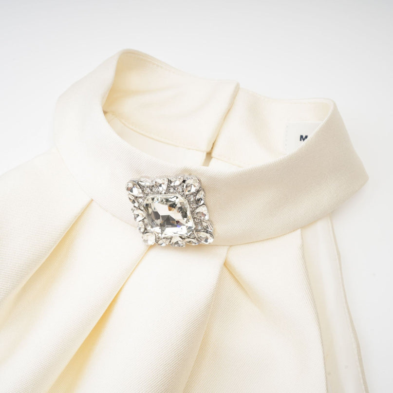 Sofia Crystal-embellished White Top and Slit Skirt Set