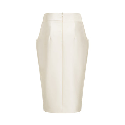Sofia White Crystal-embellished Top and Slit Skirt Set