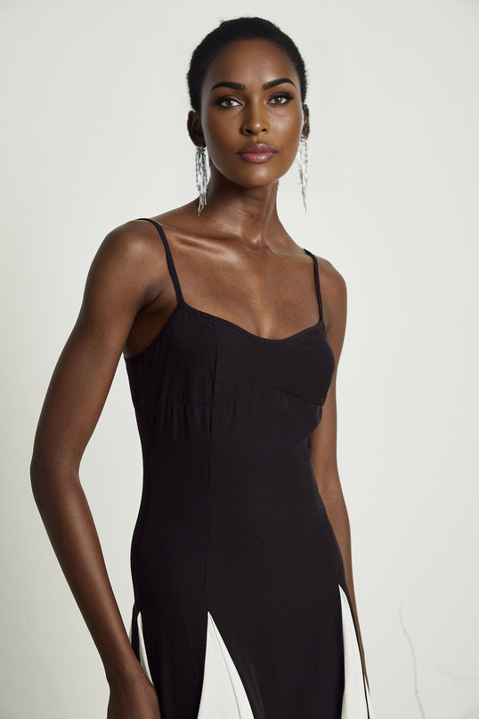 Sofie contrastcolor pleated maxi dress