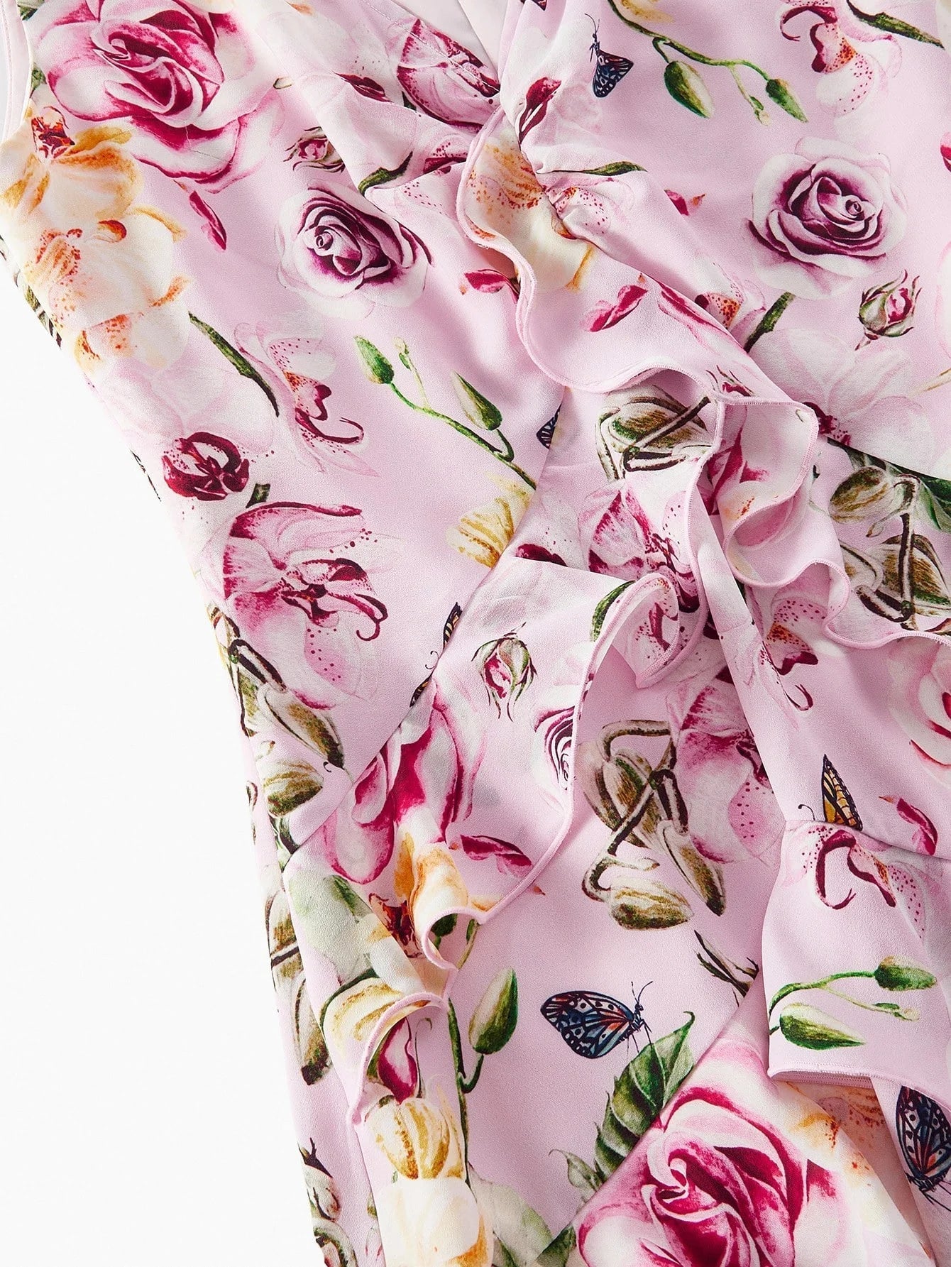 Soiréza ALLOVER FLORAL PRINT RUFFLED TRIM ROMANTIC DRESS