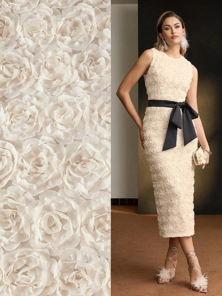 Soiréza APPLIQUES CONTRAST BIG BOW WAIST COCKTAIL DRESS