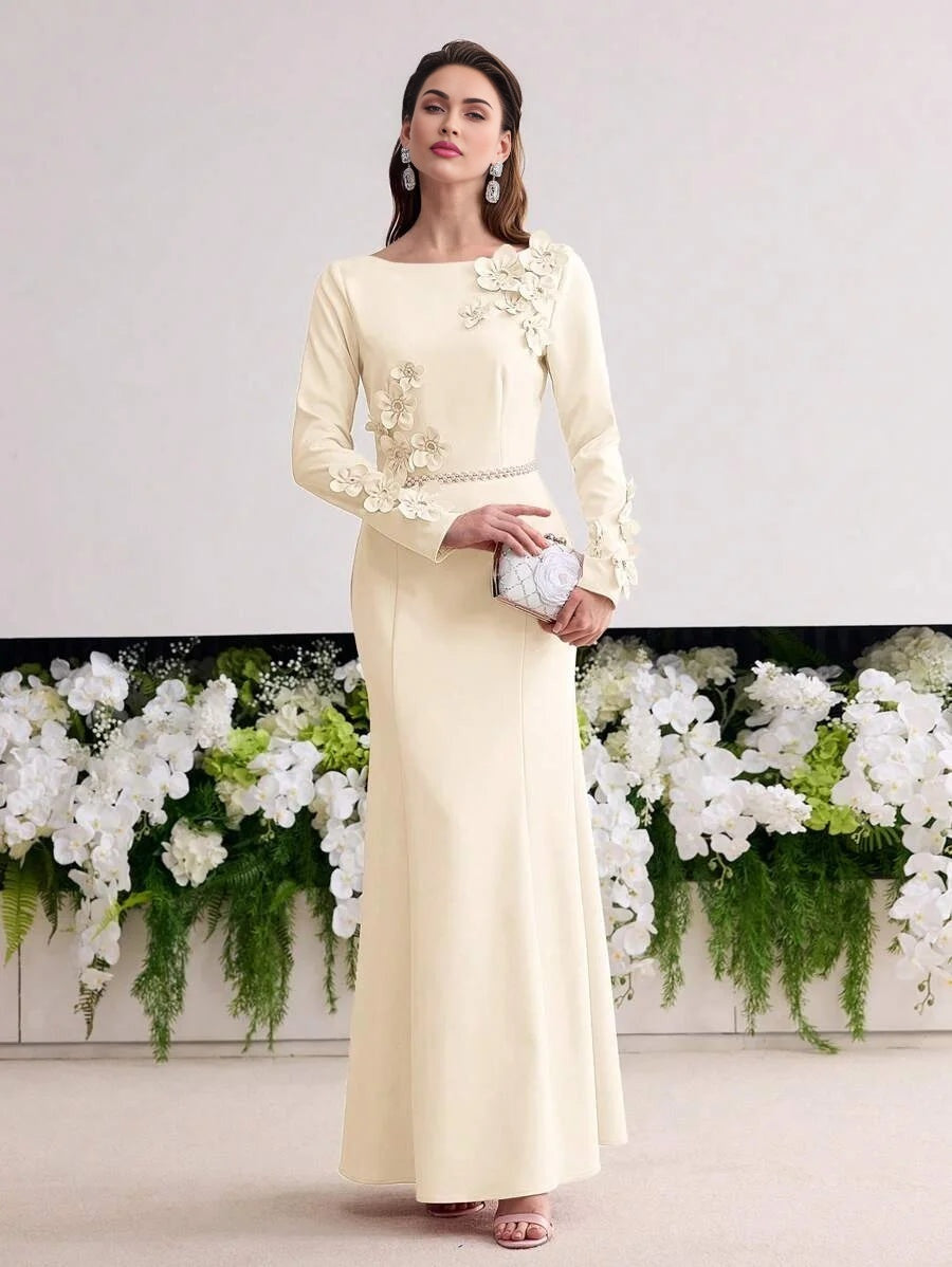 Soiréza BIAS CUT FLORAL PATCHED DRESS