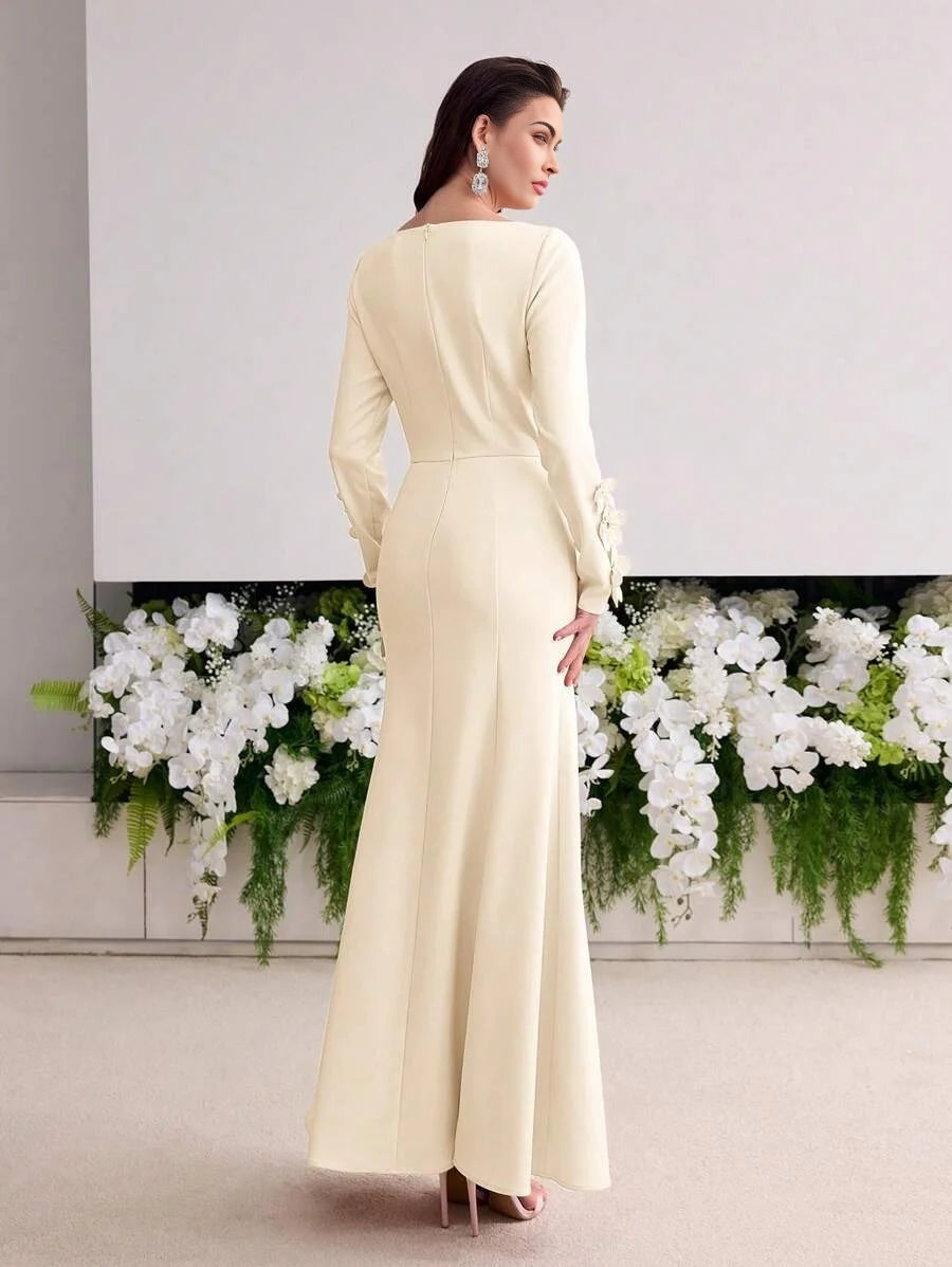 Soiréza BIAS CUT FLORAL PATCHED DRESS