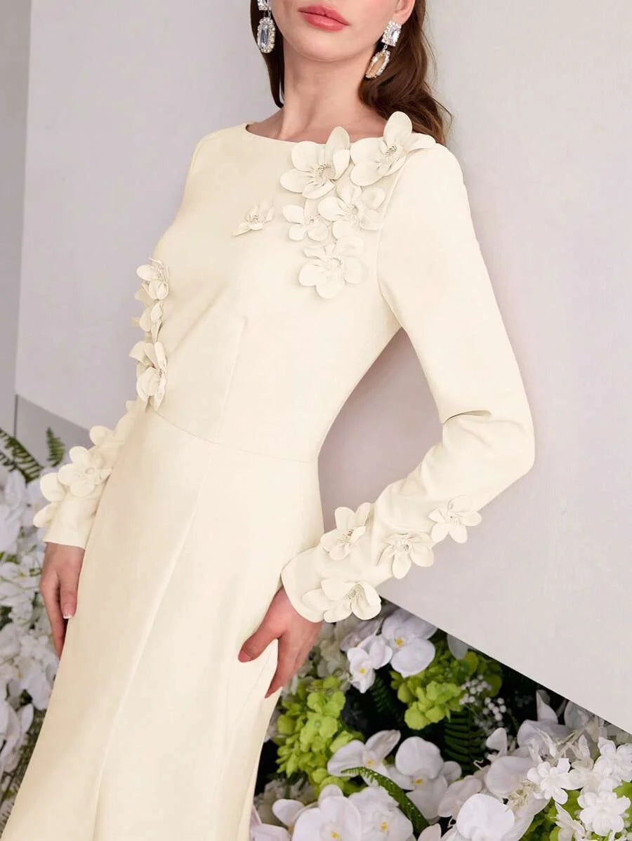 Soiréza BIAS CUT FLORAL PATCHED DRESS