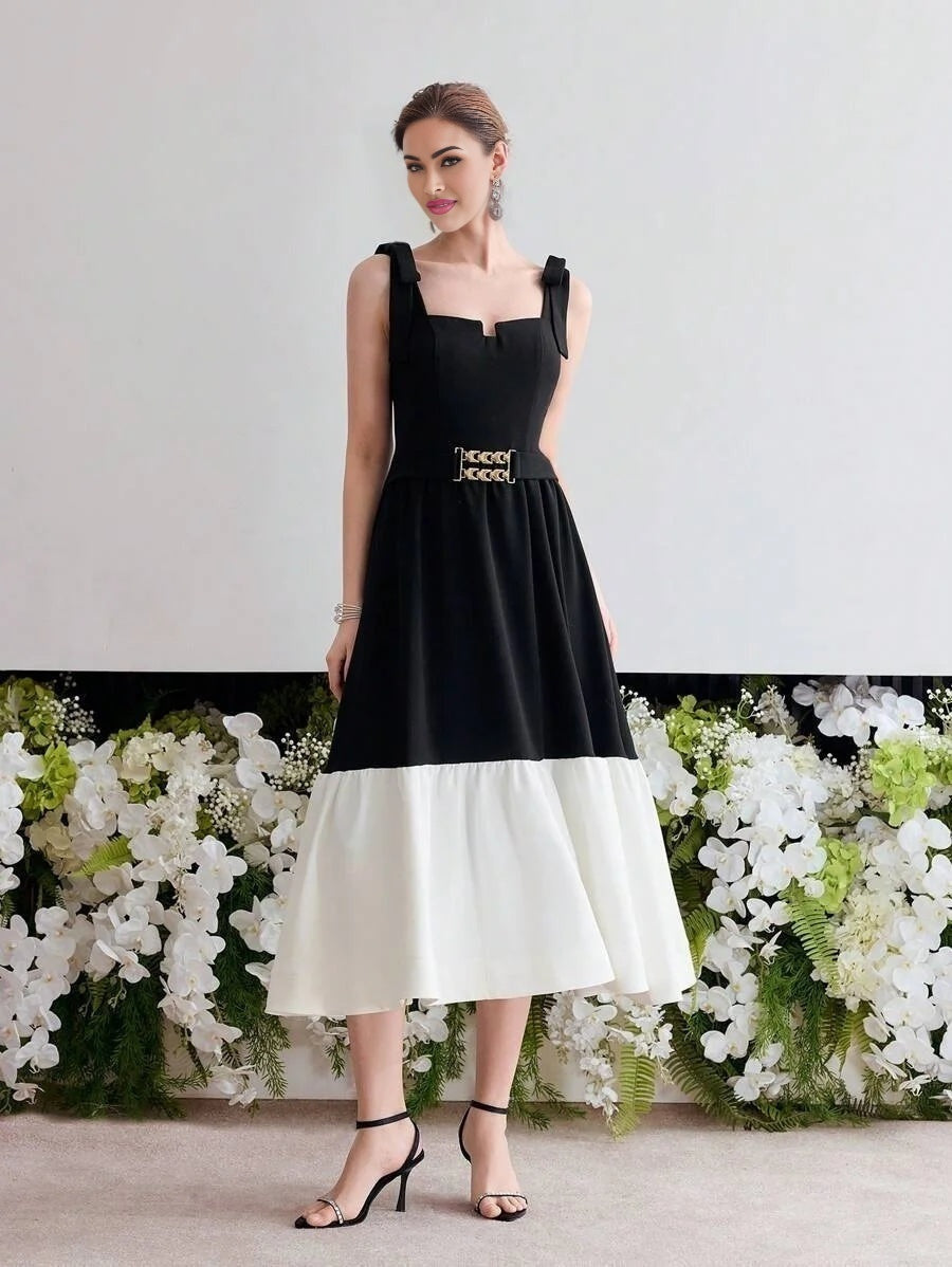 Soiréza COLORBLOCK RUFFLE HEM COCKTAIL DRESS