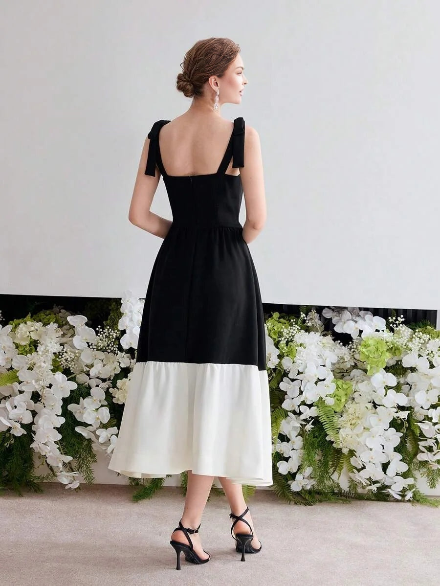 Soiréza COLORBLOCK RUFFLE HEM COCKTAIL DRESS