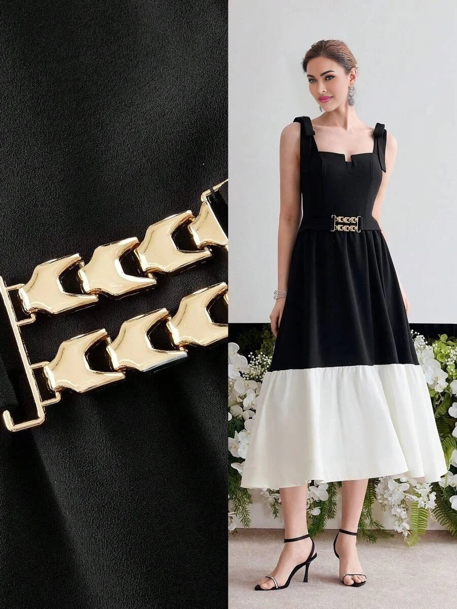 Soiréza COLORBLOCK RUFFLE HEM COCKTAIL DRESS