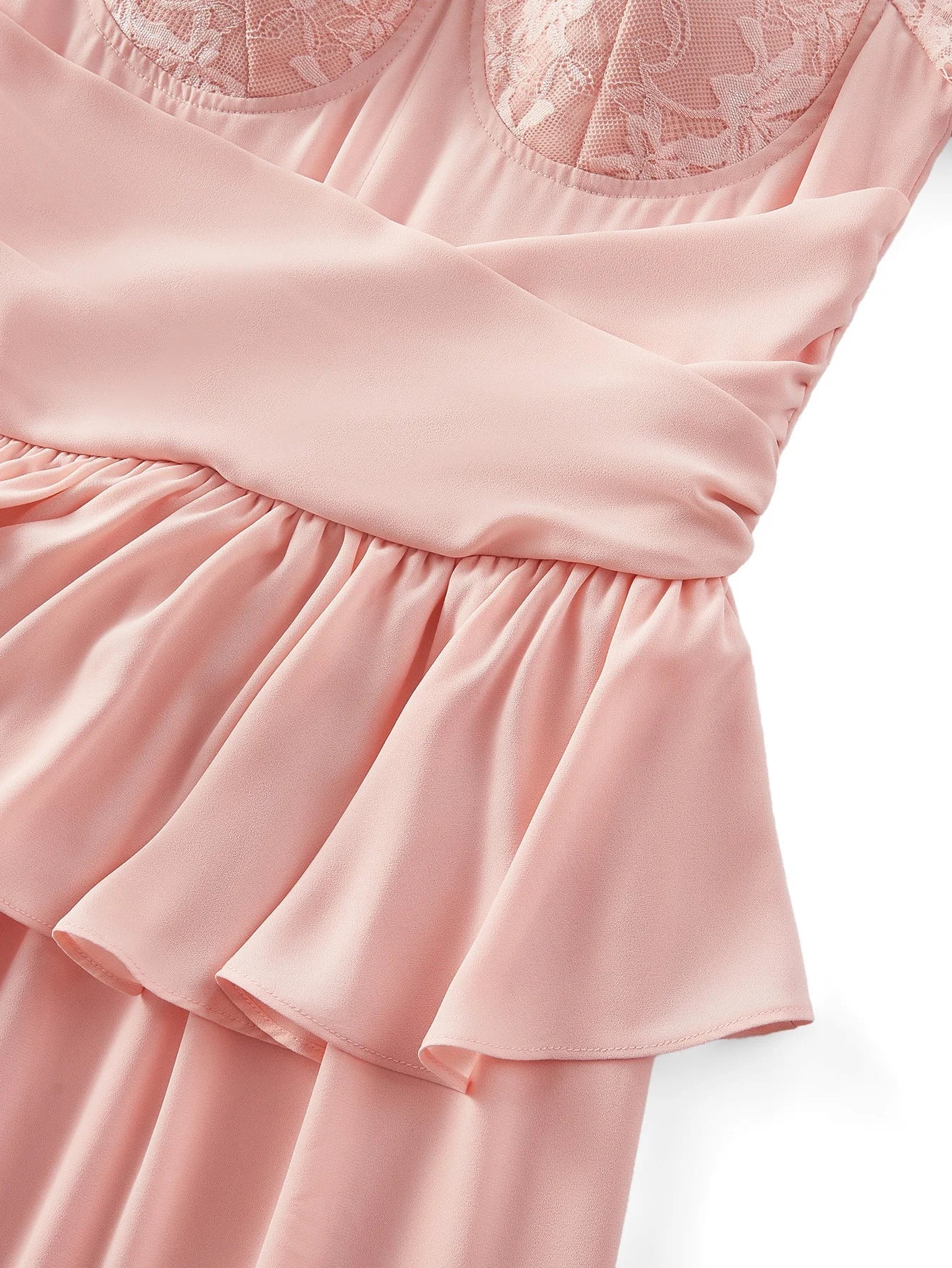 Soiréza CONTRAST LACE RUFFLE MIDCALF COCKTAIL DRESS