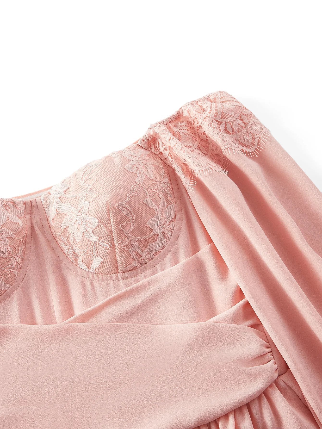 Soiréza CONTRAST LACE RUFFLE MIDCALF COCKTAIL DRESS