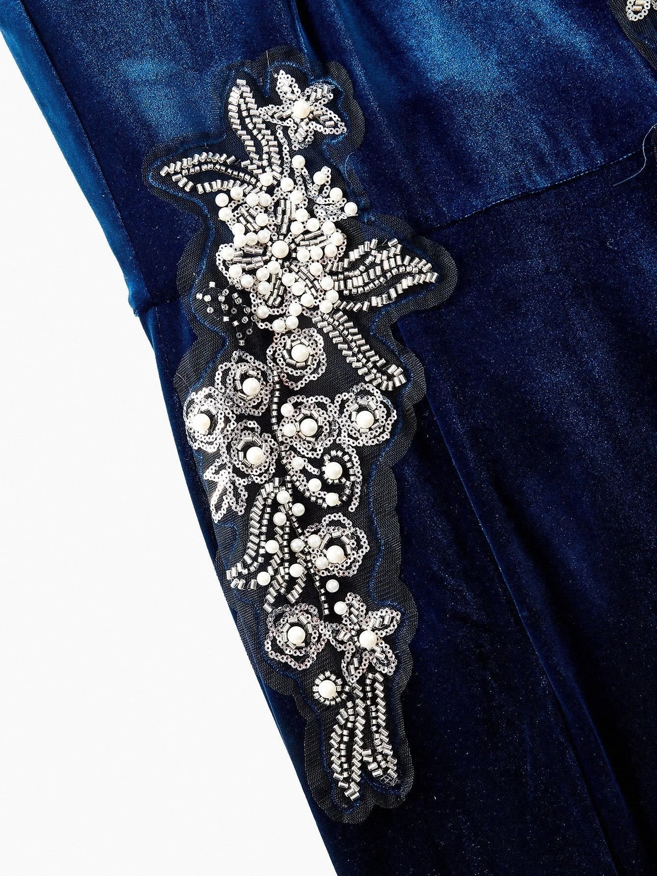 Soiréza EMBROIDERY VELVET HALTER NECK FISH TAIL FORMAL DRESS