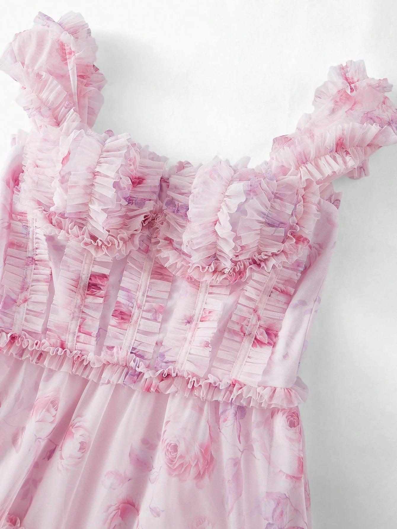 Soiréza FLORAL PRINT FRILL TRIM COCKTAIL DRESS