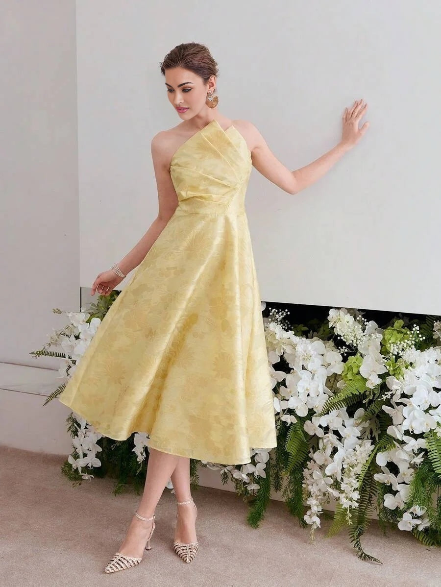 Soiréza FLORAL PRINT STRAPLESS COCKTAIL DRESS