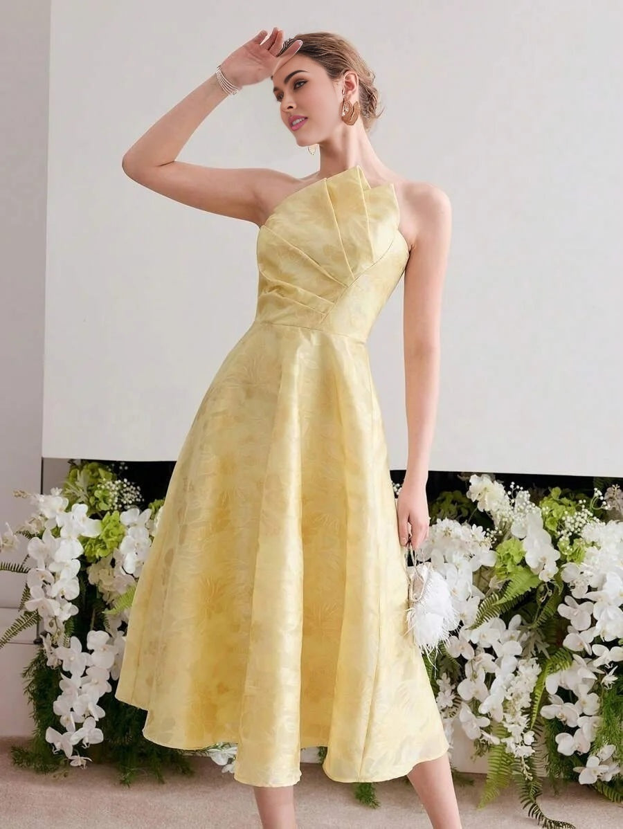 Soiréza FLORAL PRINT STRAPLESS COCKTAIL DRESS