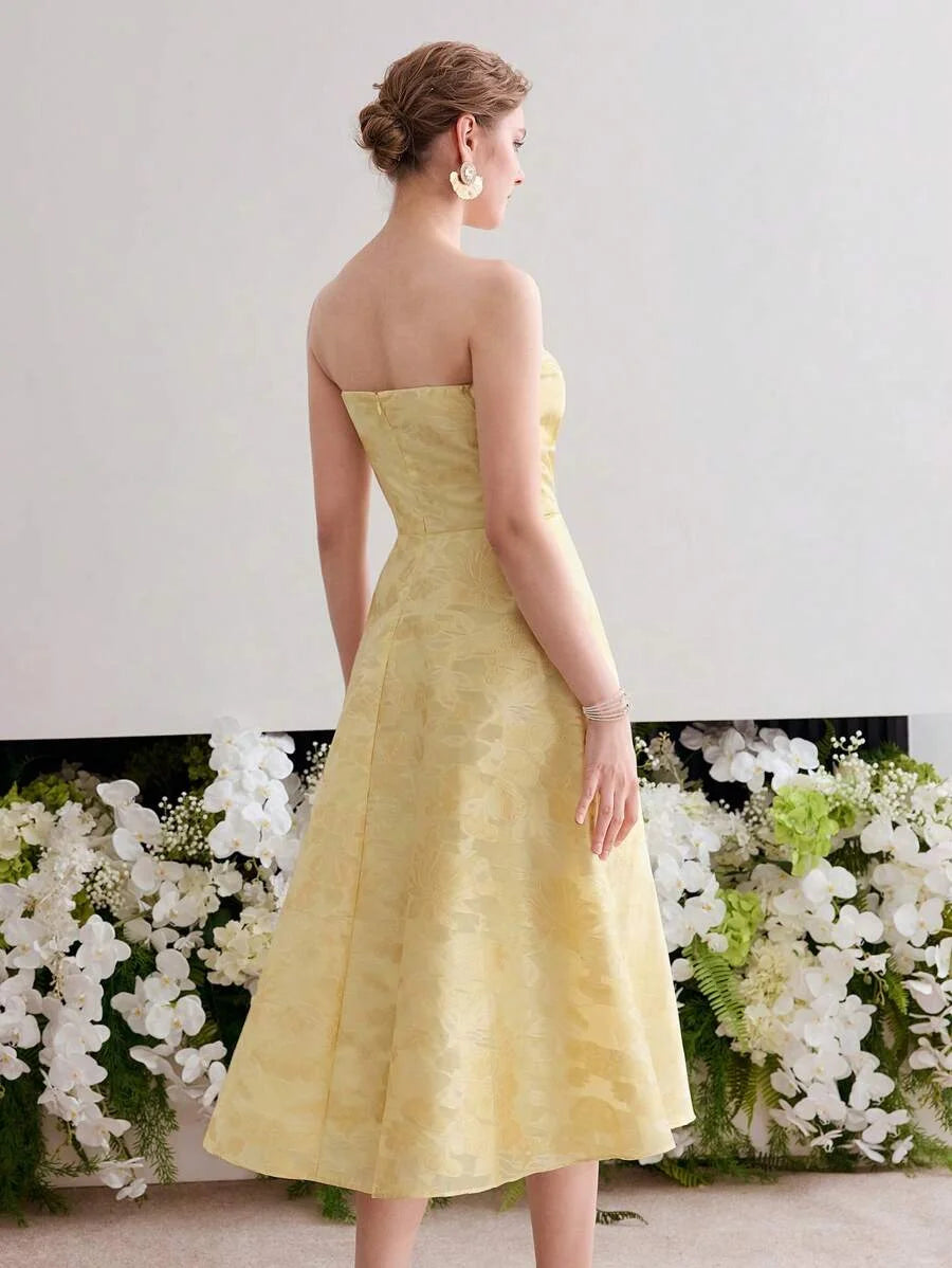 Soiréza FLORAL PRINT STRAPLESS COCKTAIL DRESS