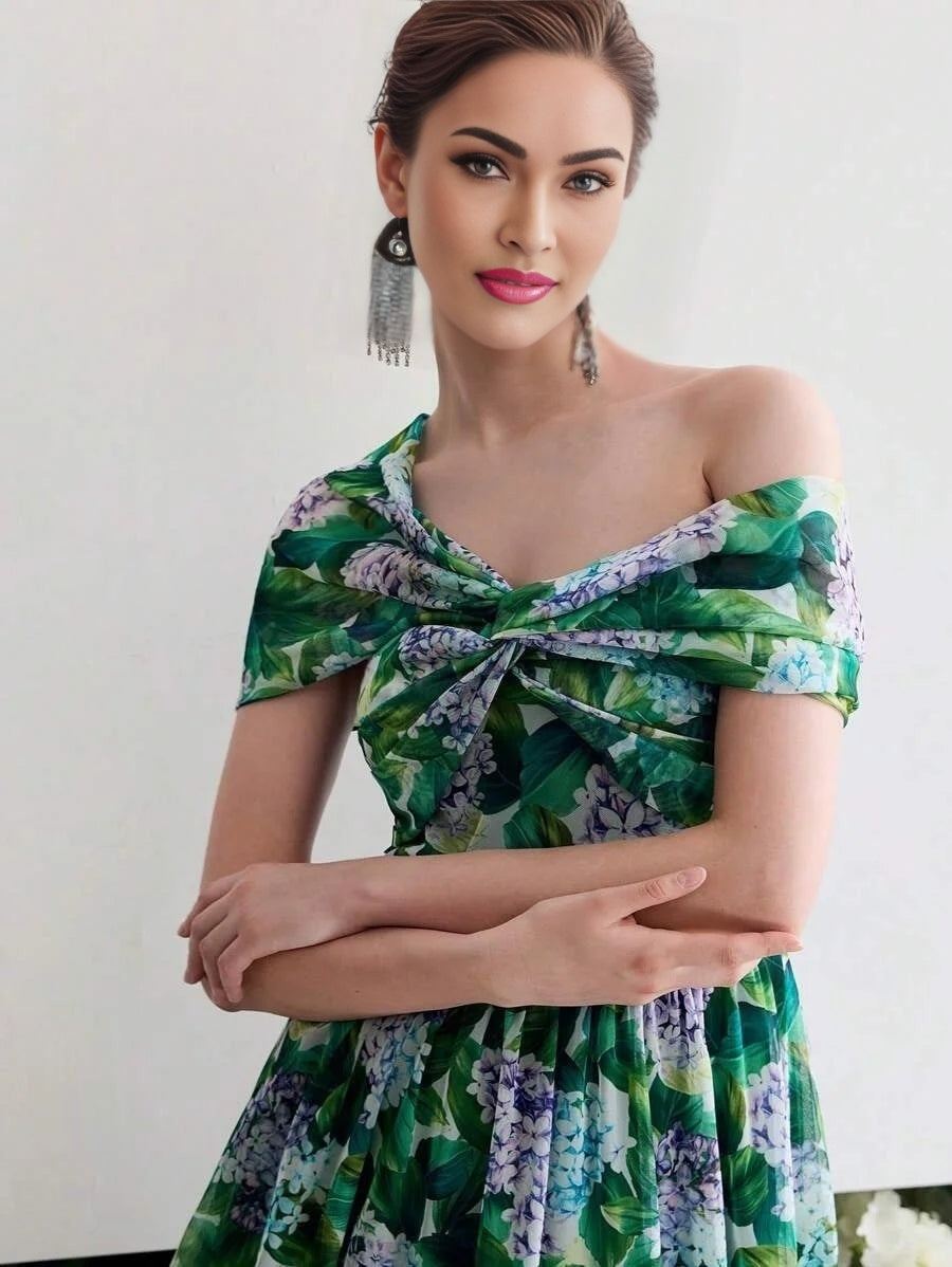 Soiréza FLORAL PRINT TWIST COCKTAIL DRESS