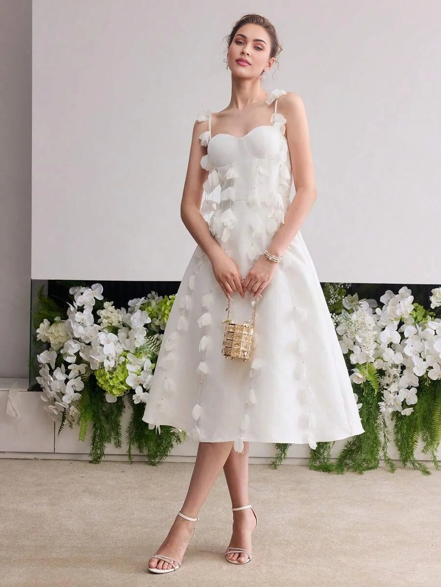 Soiréza FLOWER APPLIQUES CAMI COCKTAIL DRESS