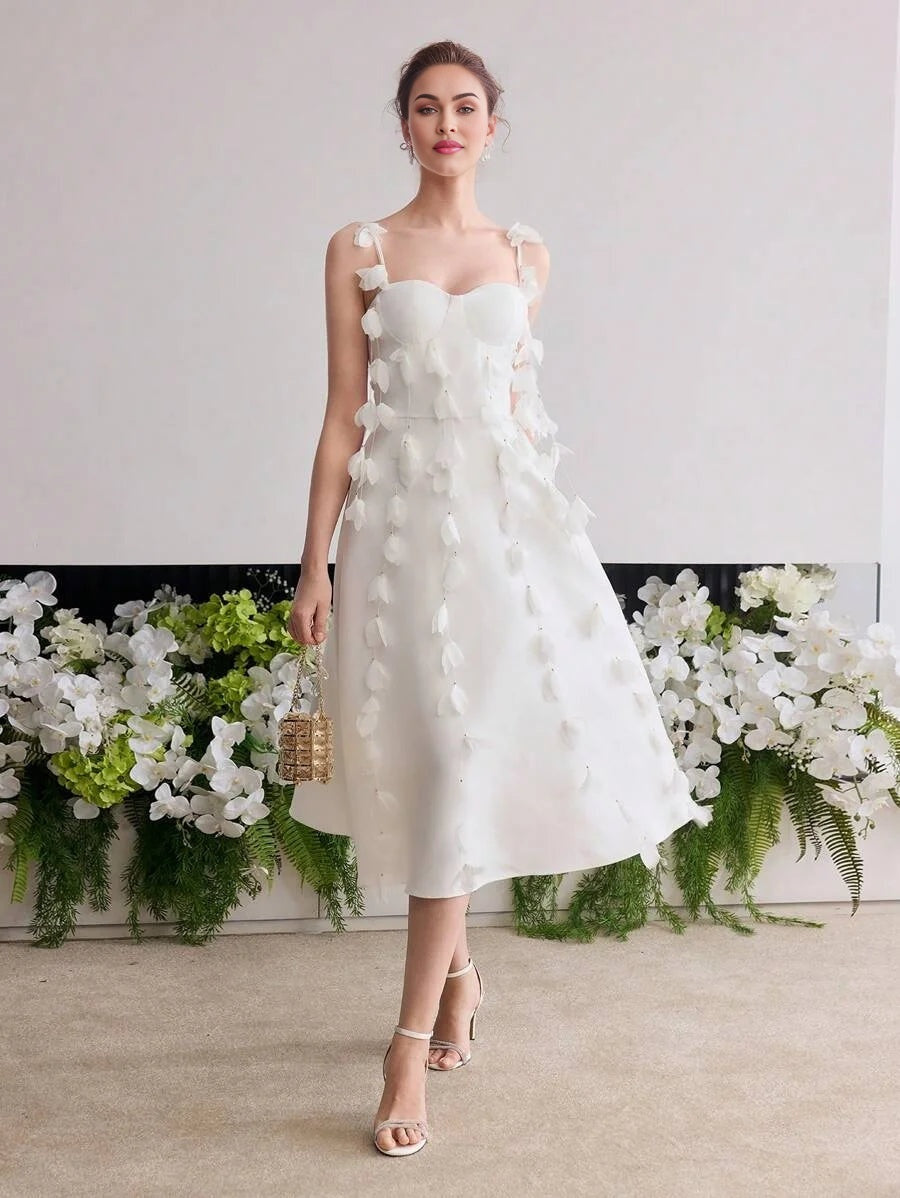 Soiréza FLOWER APPLIQUES CAMI COCKTAIL DRESS