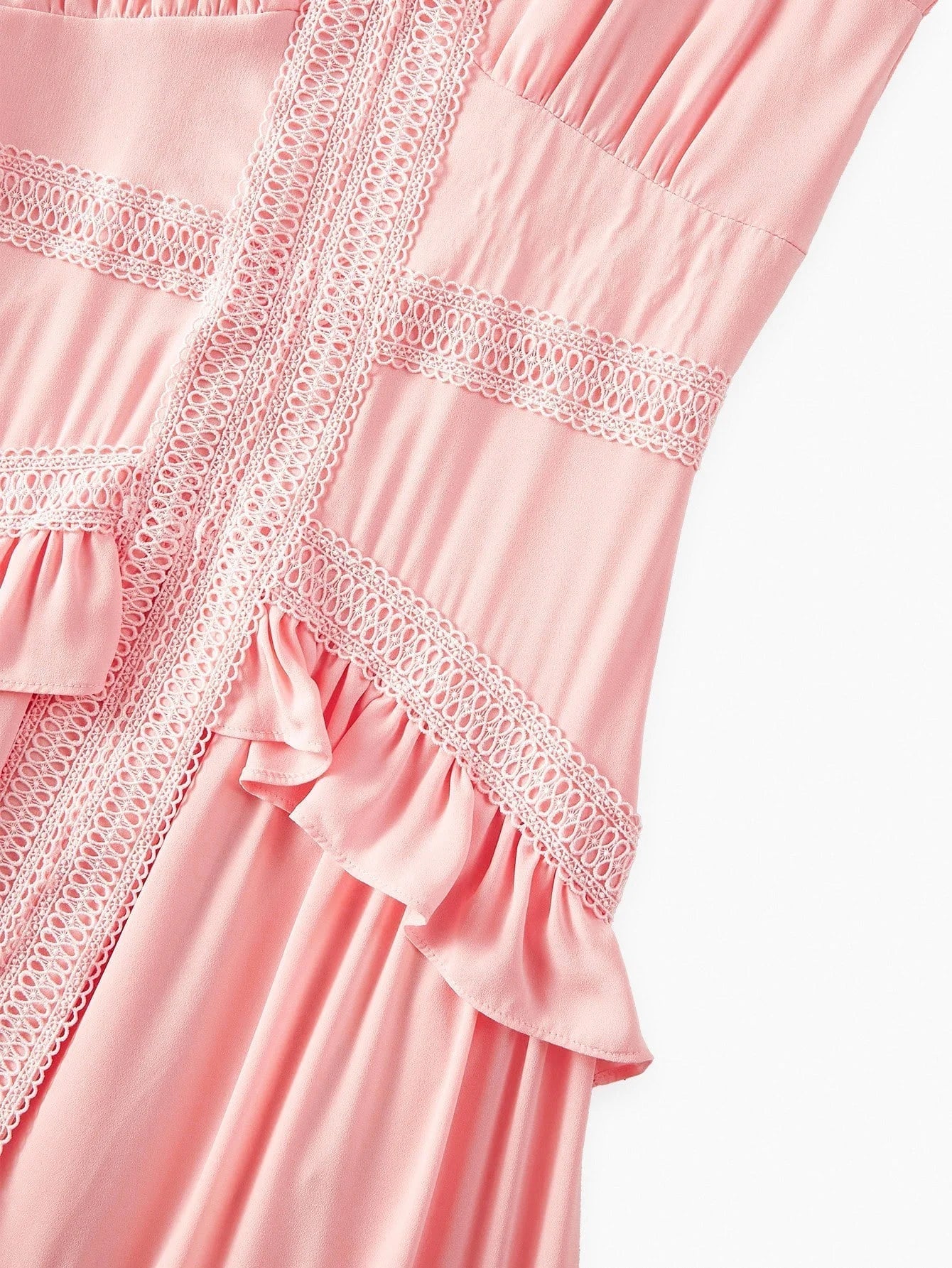 Soiréza FLOWY LANTERN SLEEVE LONG DRESS WITH WATERSOLUBLE LACE