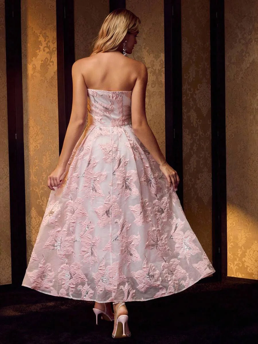 Soiréza JACQUARD RHINESTONE CHAIN DETAIL TUBE COCKTAIL DRESS