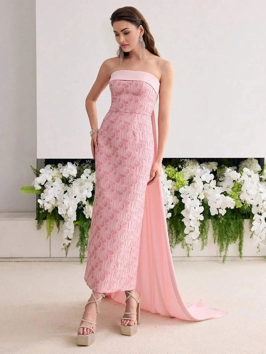 Soiréza JACQUARD STRAPLESS COCKTAIL PARTY DRESS