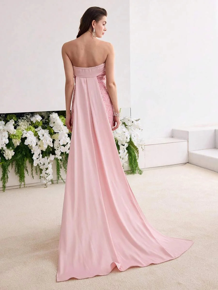 Soiréza JACQUARD STRAPLESS COCKTAIL PARTY DRESS