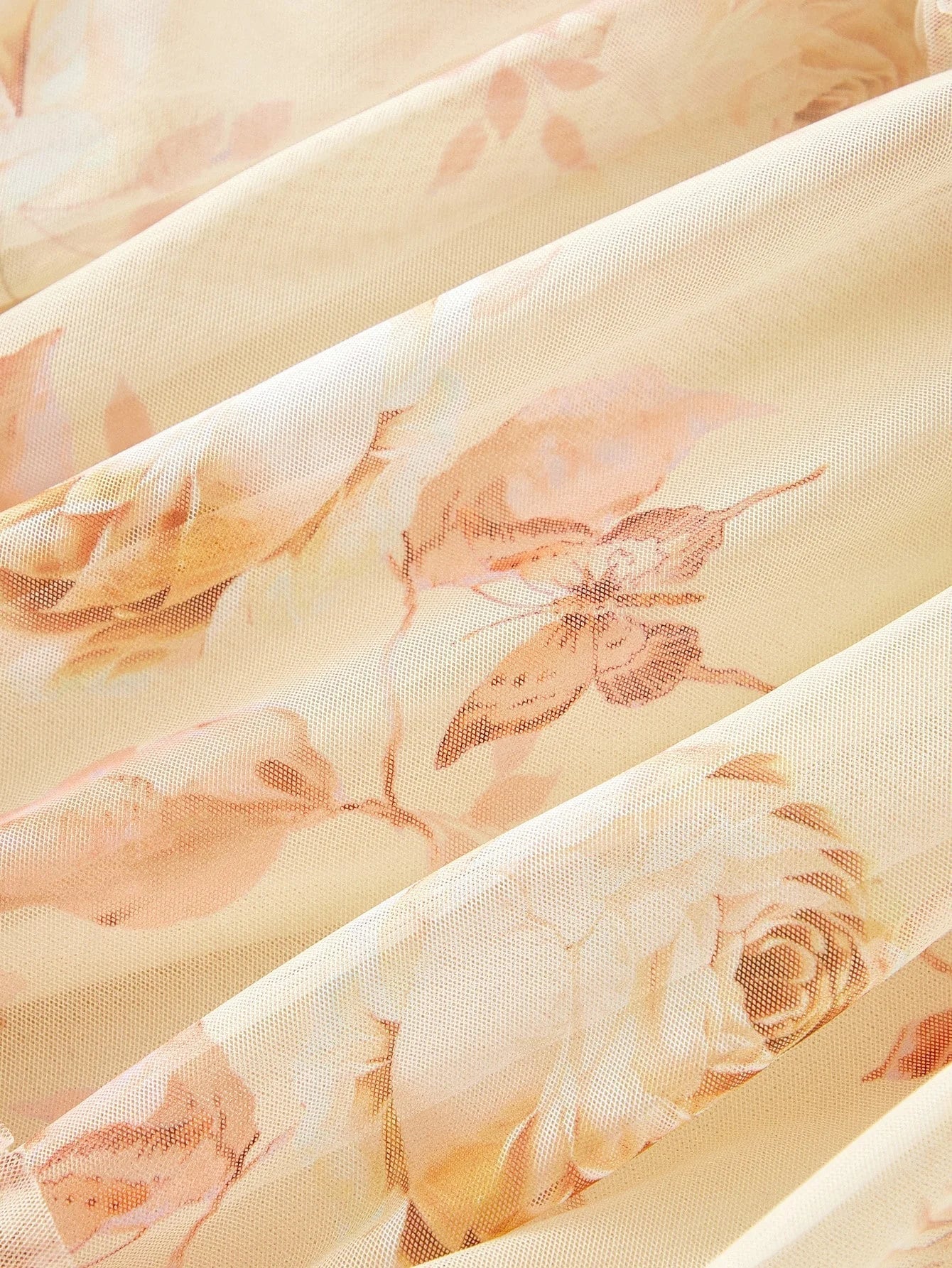 Soiréza MESH ALLOVER FLORAL PRINT LAYERED RUFFLE TRIM BUSTIER COCKTAIL DRESS