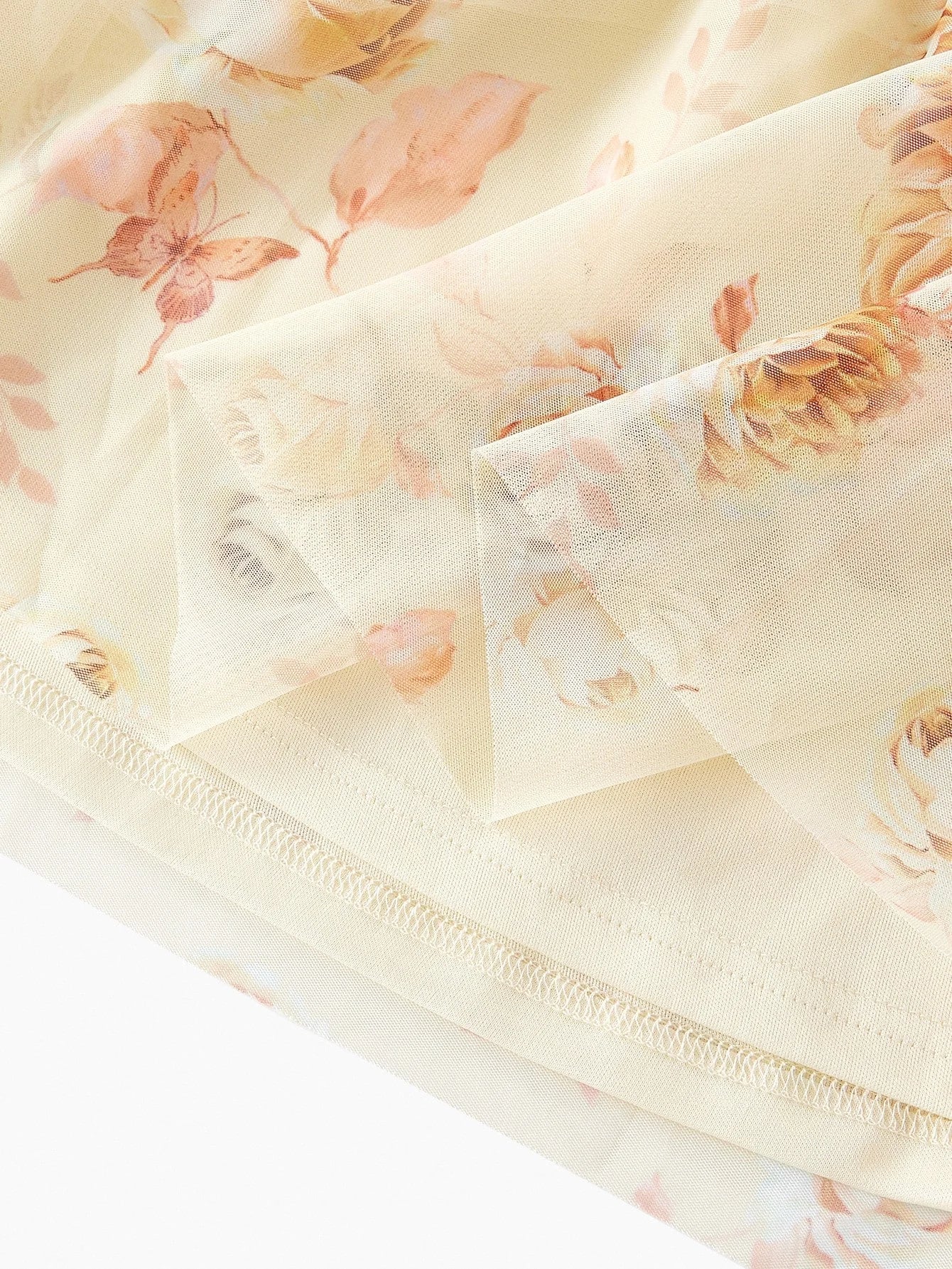 Soiréza MESH ALLOVER FLORAL PRINT LAYERED RUFFLE TRIM BUSTIER COCKTAIL DRESS