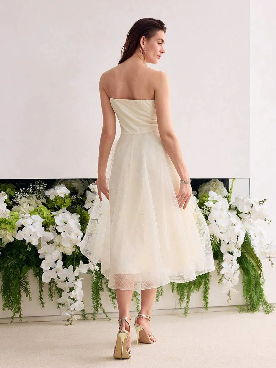 Soiréza MESH FLORAL PATCHED TUBE DRESS