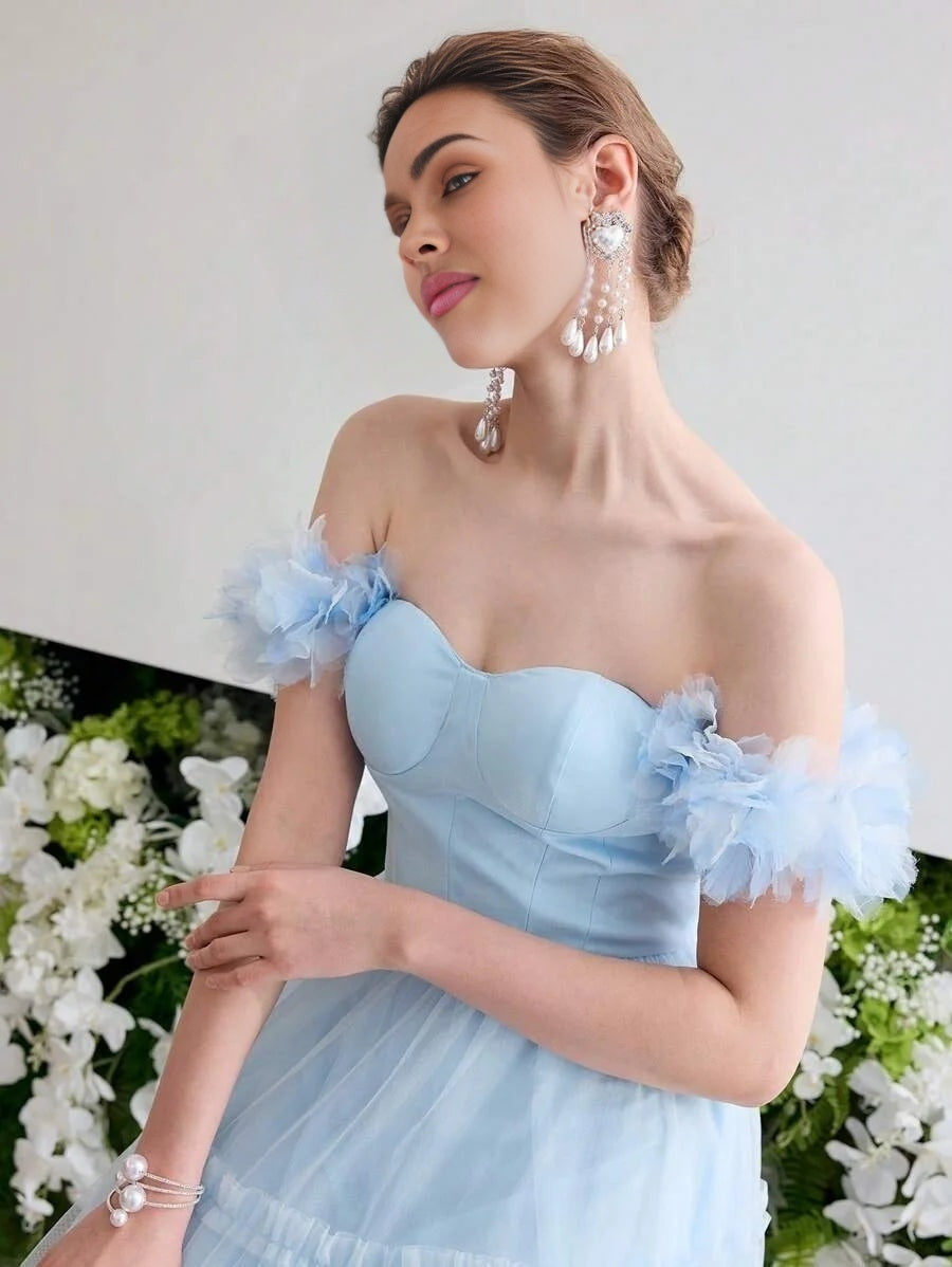 Soiréza OFF SHOULDER MESH COCKTAIL DRESS