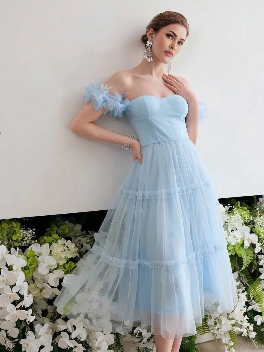 Soiréza OFF SHOULDER MESH COCKTAIL DRESS