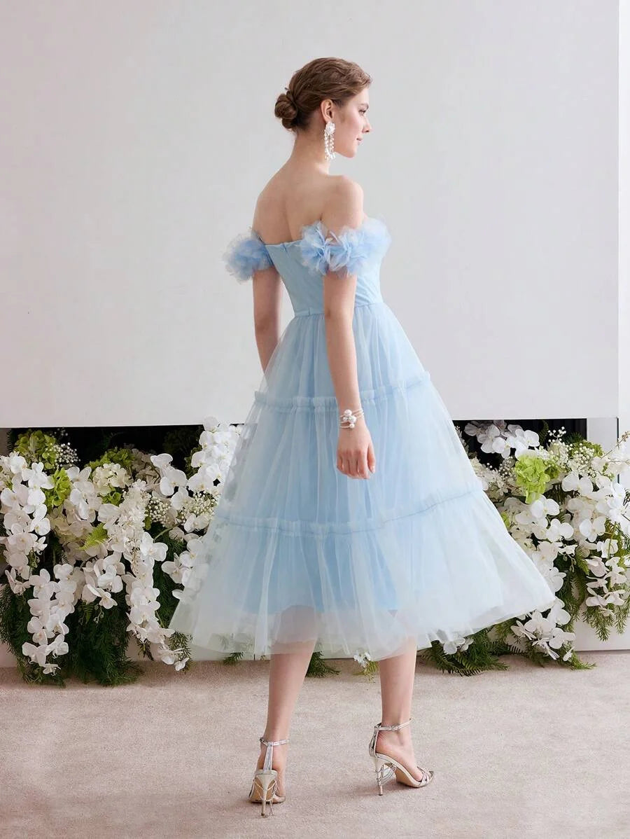 Soiréza OFF SHOULDER MESH COCKTAIL DRESS