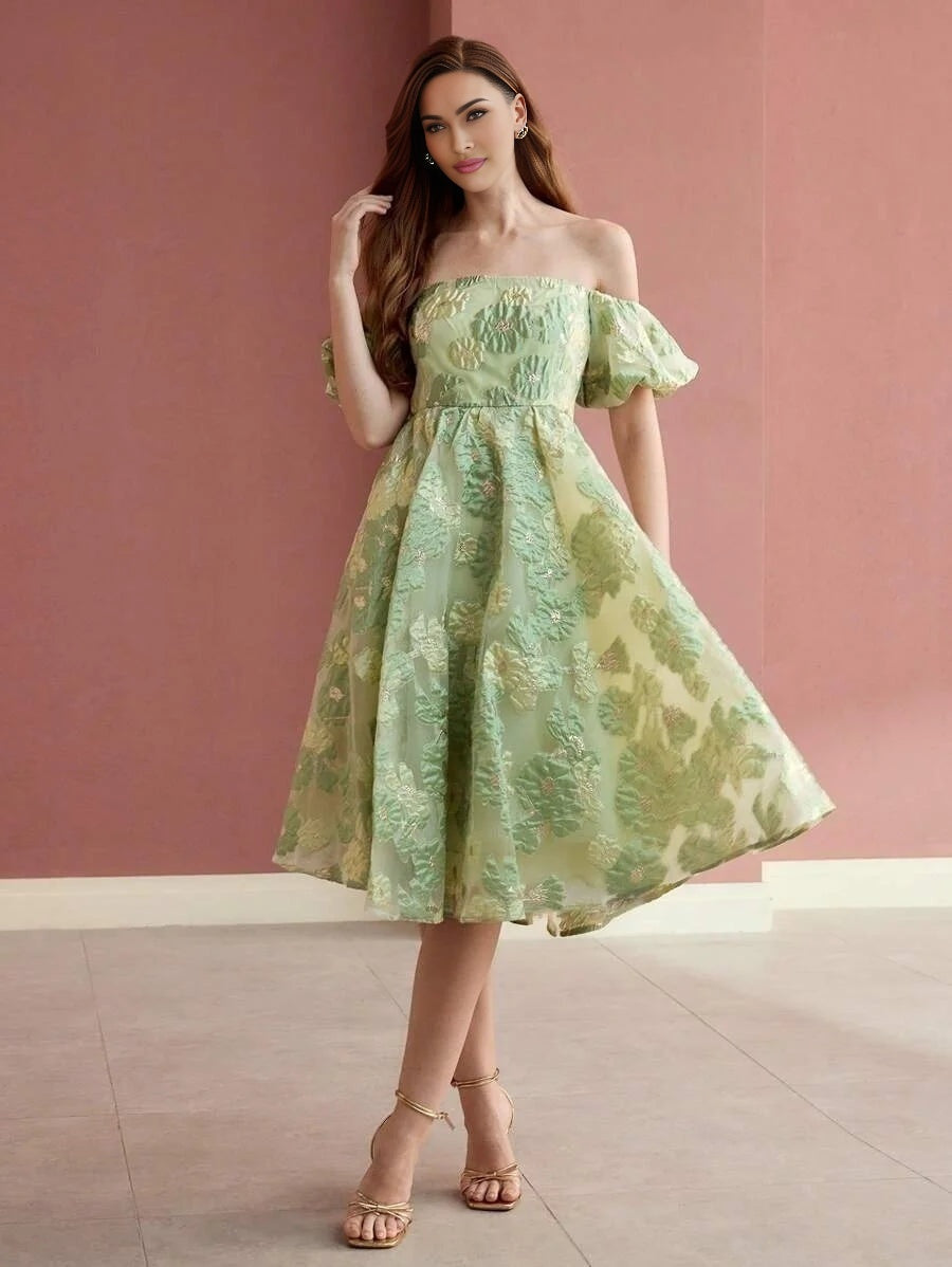 Soiréza OFF THE SHOULDER JACQUARD COCKTAIL DRESS