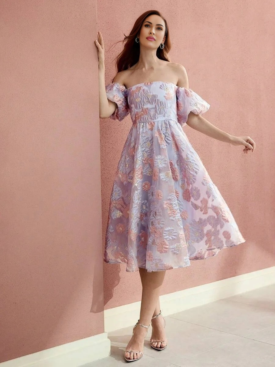 Soiréza OFF THE SHOULDER JACQUARD COCKTAIL DRESS