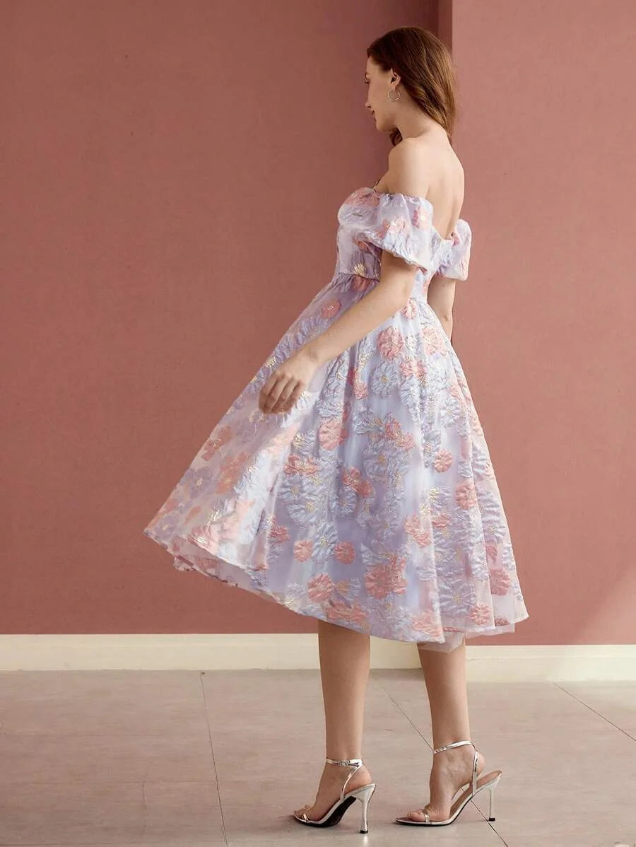 Soiréza OFF THE SHOULDER JACQUARD COCKTAIL DRESS