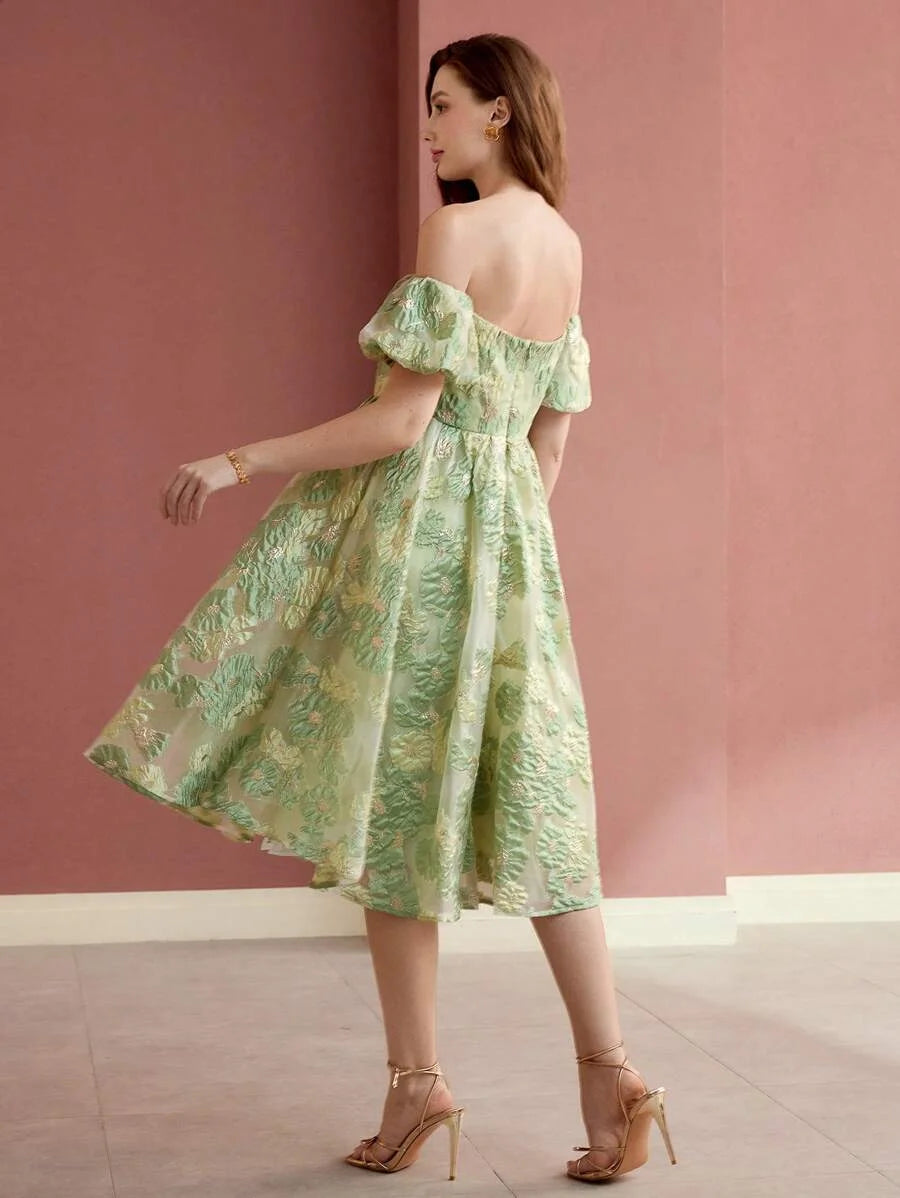 Soiréza OFF THE SHOULDER JACQUARD COCKTAIL DRESS