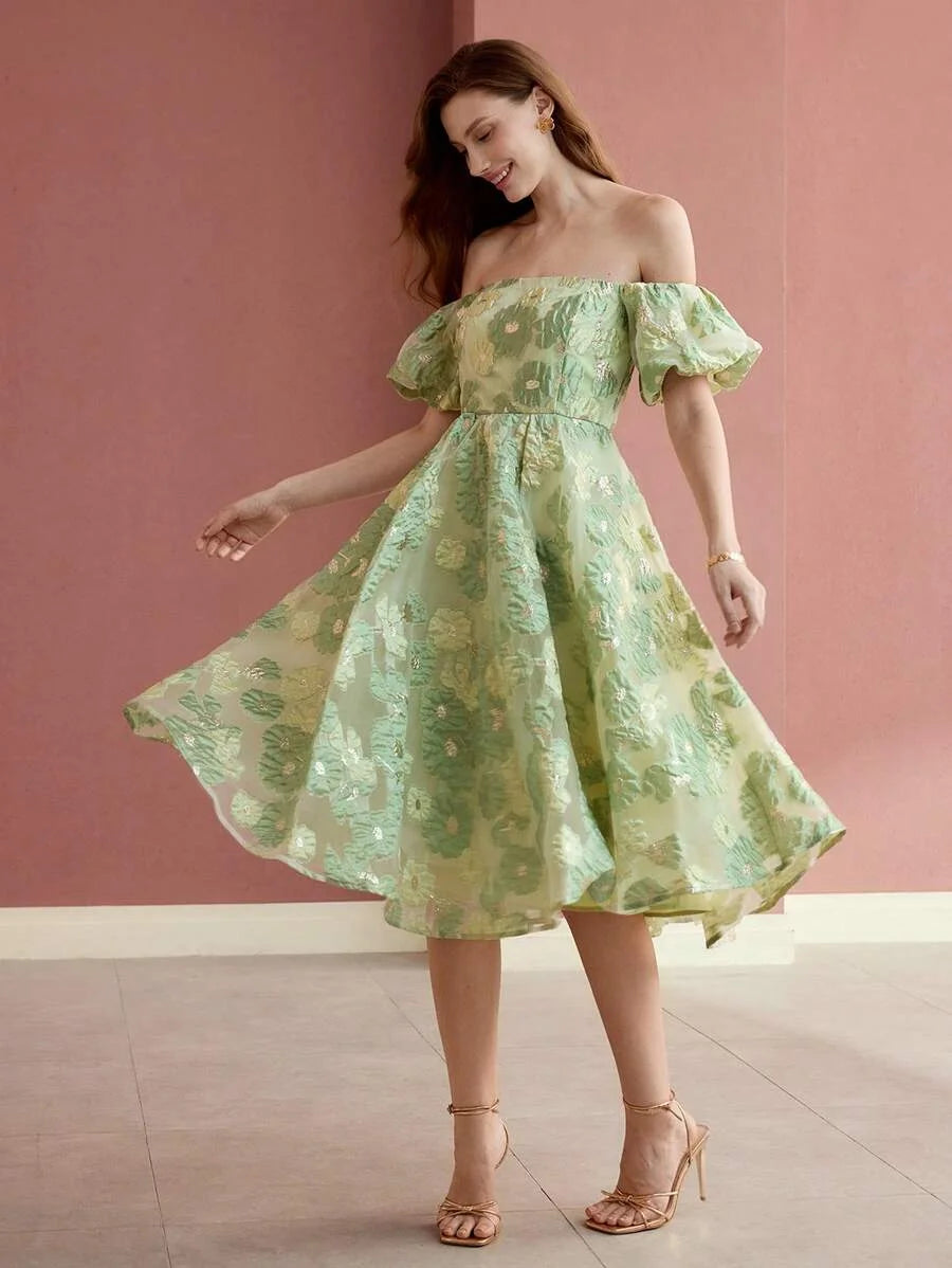 Soiréza OFF THE SHOULDER JACQUARD COCKTAIL DRESS