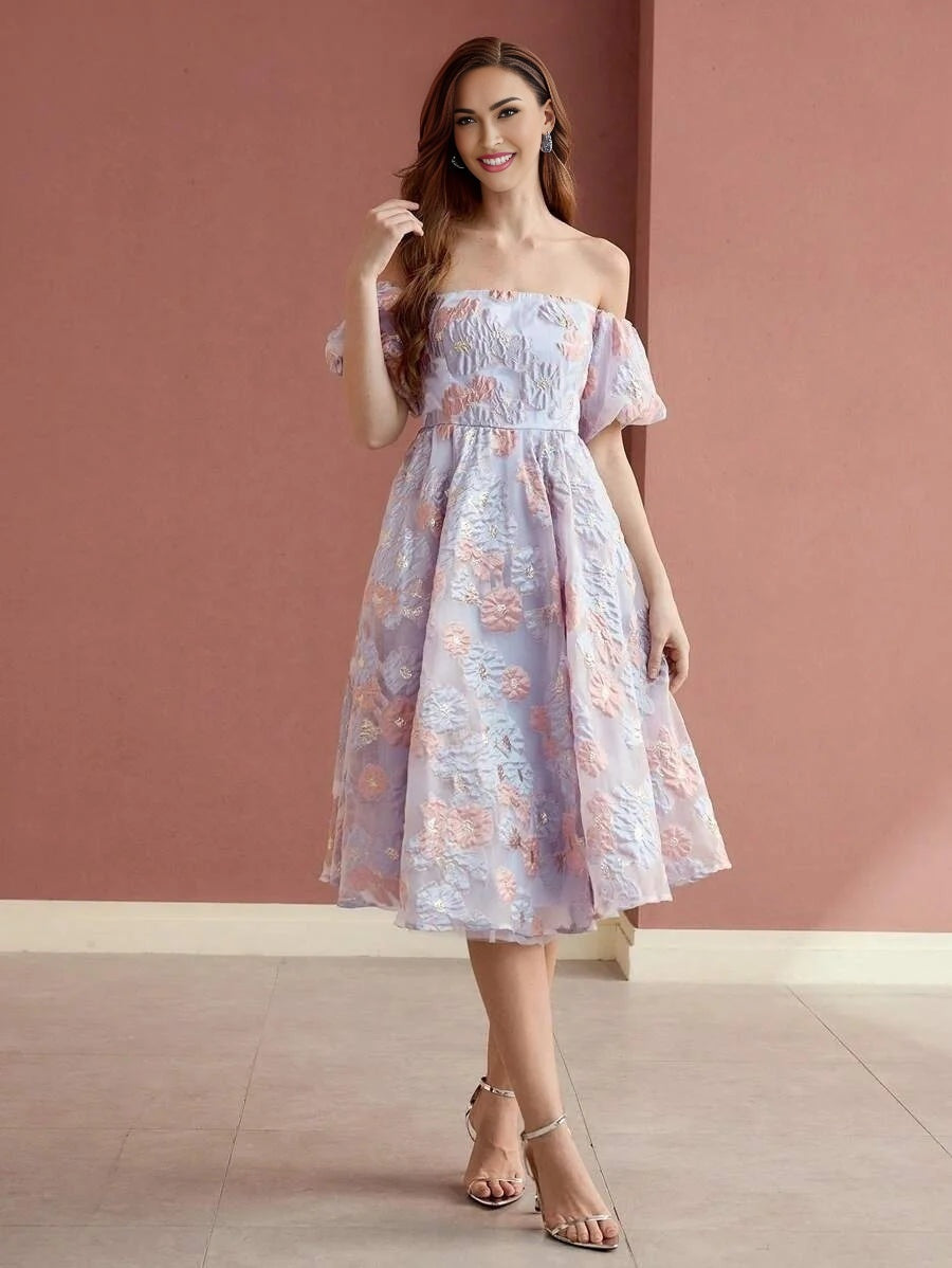 Soiréza OFF THE SHOULDER JACQUARD COCKTAIL DRESS