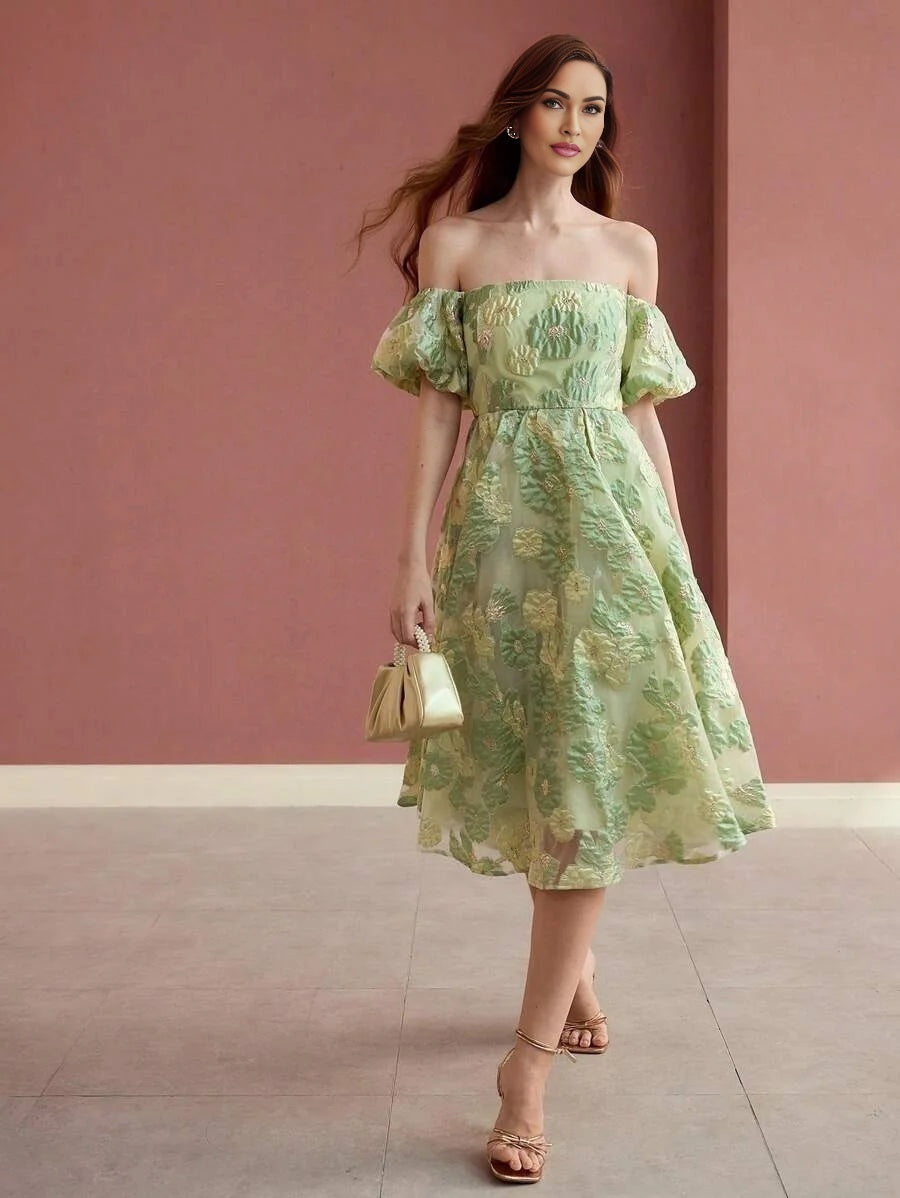 Soiréza OFF THE SHOULDER JACQUARD COCKTAIL DRESS