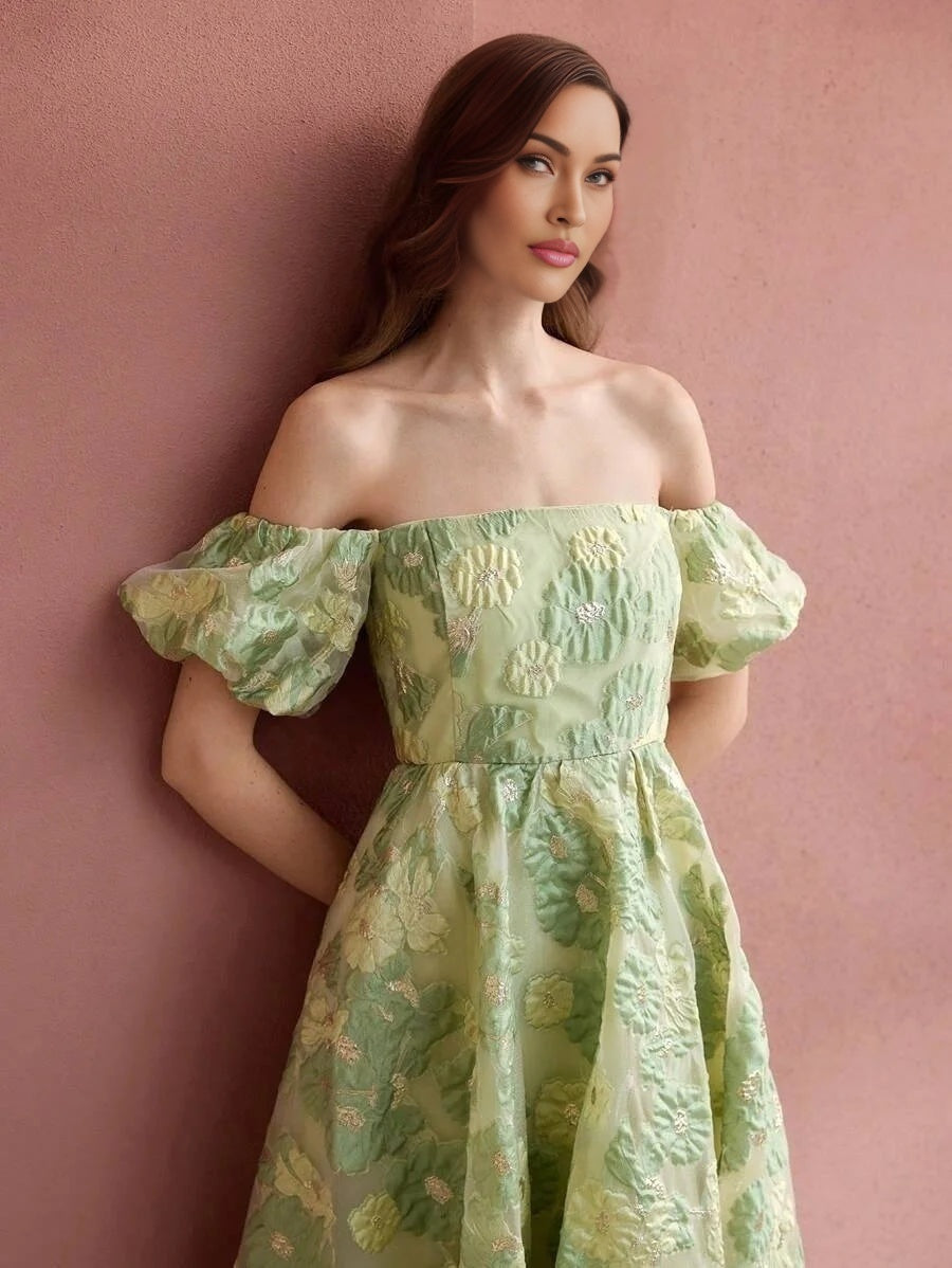 Soiréza OFF THE SHOULDER JACQUARD COCKTAIL DRESS