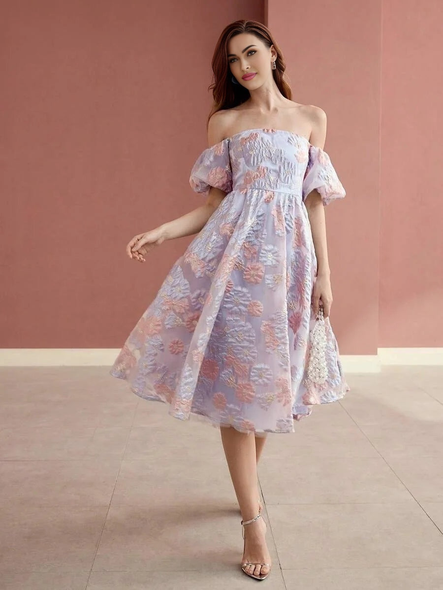 Soiréza OFF THE SHOULDER JACQUARD COCKTAIL DRESS