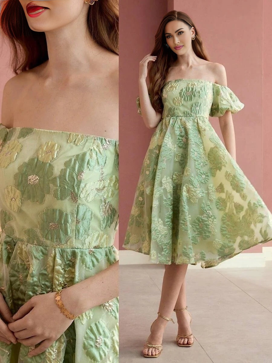 Soiréza OFF THE SHOULDER JACQUARD COCKTAIL DRESS